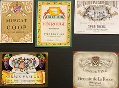 1940-1960 Vintage Lot of 25 European Wine Paper Labels « New Old Stock » W-1