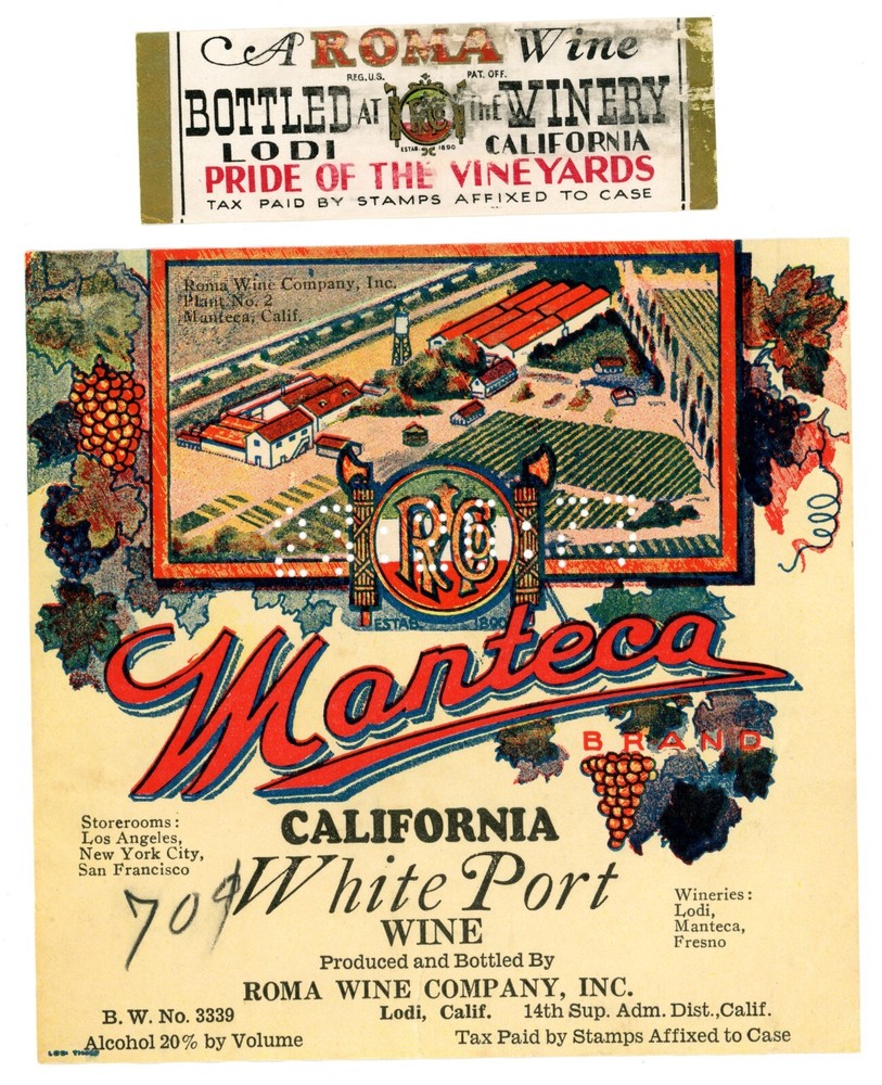 1920s-30s Wanteca Brand California White Port Wine Roma Wine Co Label WL4
