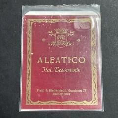 Vintage 1940s Aleatico Italian Dessertwein UNUSED Paper Label Hamburg Q1963