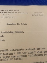 Vintage 1912 NEW YORK STATE SUPERINTENDENTS OF ELECTIONS LETTERHEAD LETTER OLD