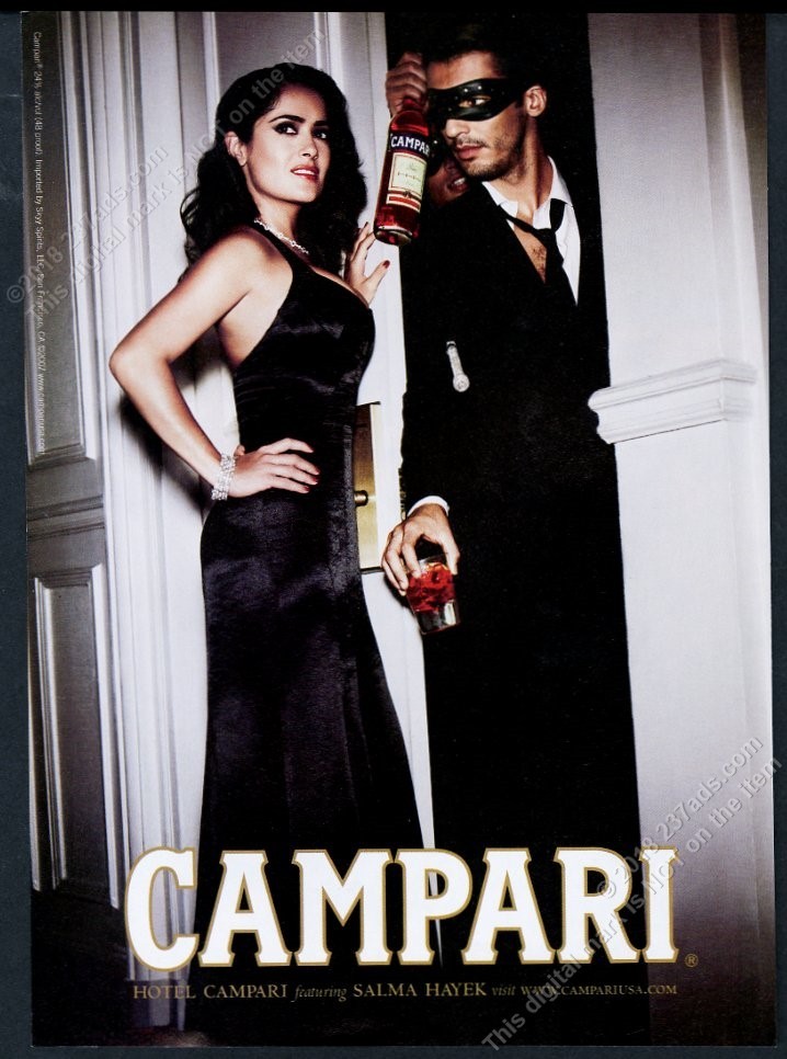 2007 Salma Hayek photo Campari aperitif vintage print ad