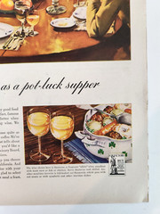 Pot Luck Supper Wine Advisory Board Vtg 1943 Magazine Print Ad Friends Dinner