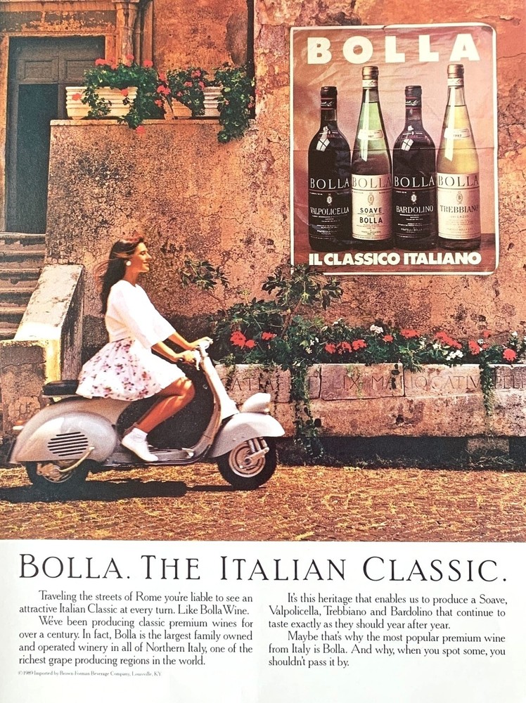 1989 BOLLA Prime Wine The Italian Classic Vintage PRINT AD
