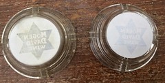 Lot Of 2 MOGEN DAVID WINE Ashtrays Vintage 3 1/2” Clear Glass Preowned