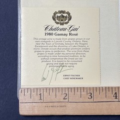 Vintage 1980 Chateau-Gai Gamay Rose Wine Niagara UNUSED Paper Label Q27