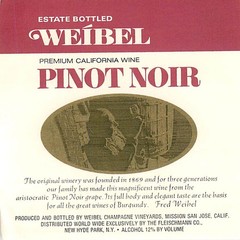 Weibel Pinot Noir Estate Mission San Jose California 1970s 1980s Vtg Wine Label