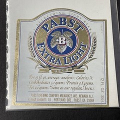 Vintage 1970s Pabst Extra Light UNUSED Paper Label Milwaukee WI Q2007