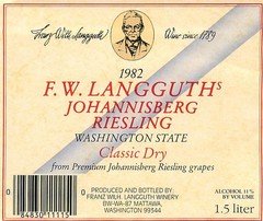 F.W. Langguths Johannisberg Riesling 1982 Washington State Vintage Wine Label