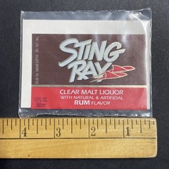 Vintage 1960s Sting Ray Clear Malt Liquor UNUSED Paper Label Wilkes-Barre Q1986