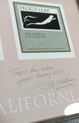 Frog&rsquo;s Leap Wine Napa Valley Framed Label Art Signed by Winemaker John Williams