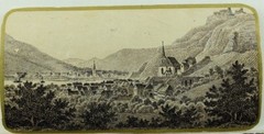 1870&rsquo;s-80&rsquo;s Lovely Rhine Town View Wine Bottle Label Original F101