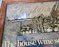 Vtg INGLENOOK Winery 1986 Wooden Framed Smoky Glass Mirror Bar Wall Sign 19X15”