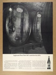 1967 Inglenook Pinot Noir Wine cask cellar photo vintage print Ad