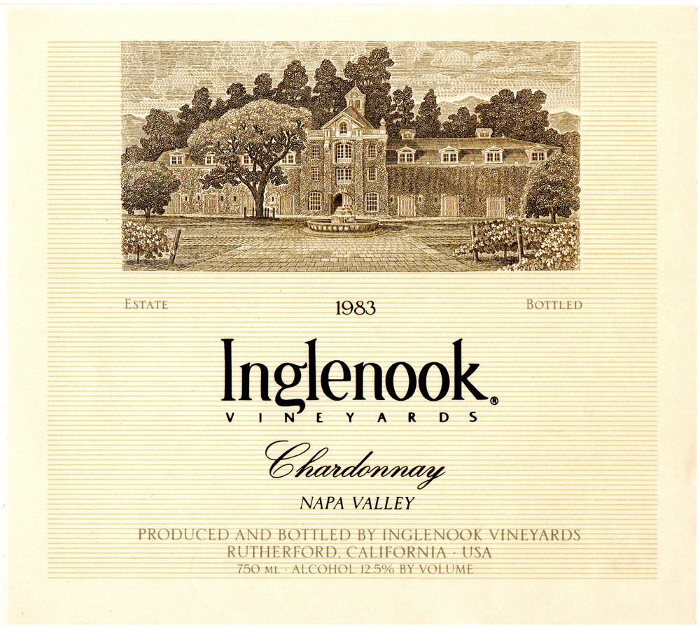 Inglenook Vintage 1983 Chardonnay, Napa Valley, Rutherford CA Wine Label (paper)