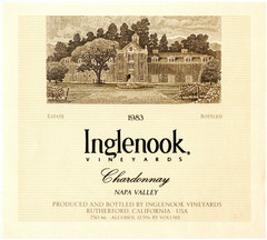 Inglenook Vintage 1983 Chardonnay, Napa Valley, Rutherford CA Wine Label (paper)