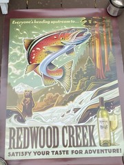 Vintage promotional advertising poster of the American wine Redwood Creek