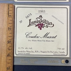 Vintage 1983 Inniskillin Winery Couderc Muscat Wine UNUSED Paper Label Q93