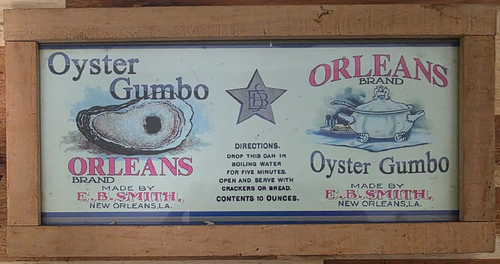 Vintage Framed Orleans Brand Oyster Gumbo Advertisement By E.B. Smith