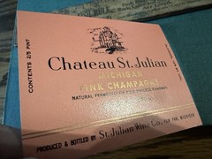 Old Michigan Pink Champagne Bottle Label & Neck St Julian Wine Paw Paw Mich