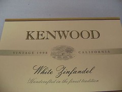 Vintage 1998 Kenwood White Zinfandel Wine Label California Collectible