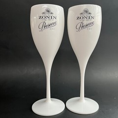 (2) rare FAMIGLIA ZONIN PROSECCO sparkling wine ACRYLIC promo GLASSES – NEW