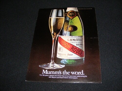 GH MUMM Champagne magazine clipping from 1979 other side is OMEGA watch ad