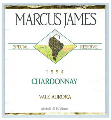 Vintage Marcus James Chardonnay Vale Aurora #2 California Wine Label S74E
