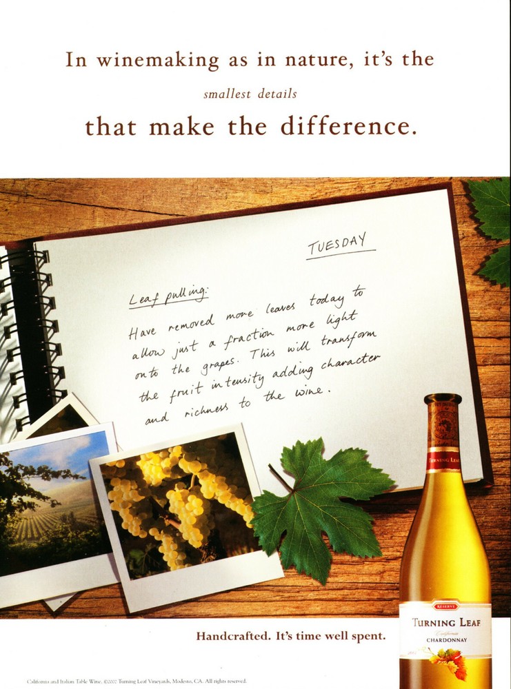 TURNING LEAF WINE AD #5 RARE 2002 OOP