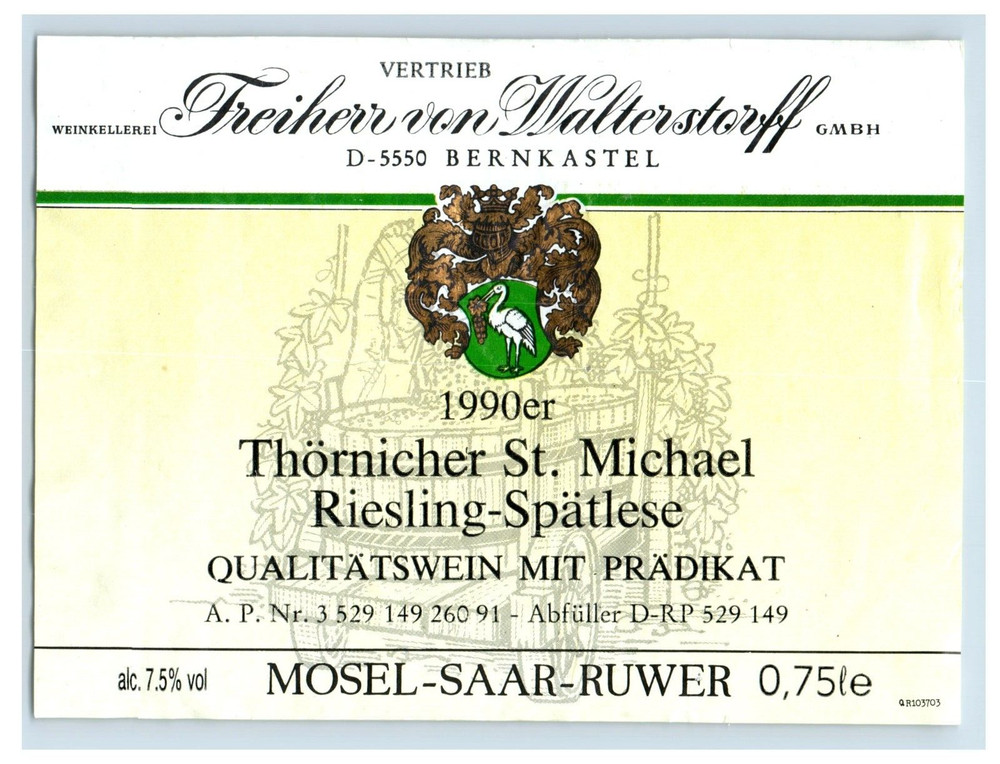 1970&rsquo;s-80&rsquo;s Freiherr Thornicher St. Michael German Wine Label Original S18E