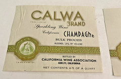 VTG CALWA Brand California Champagne Sparkling Wine Label Guasti CA 1960s LOT 2