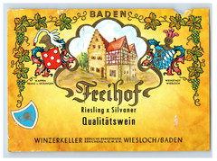 1960&rsquo;s-80&rsquo;s Baden Freihof Qualitatswein German Wine Label S70E