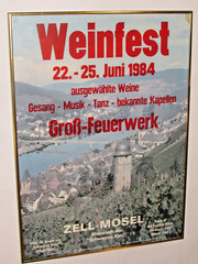 VINTAGE 1984 GERMAN WEINFEST/WINE FESTIVAL FRAMED POSTER~SCHWARZE KATZ/BLACK CAT