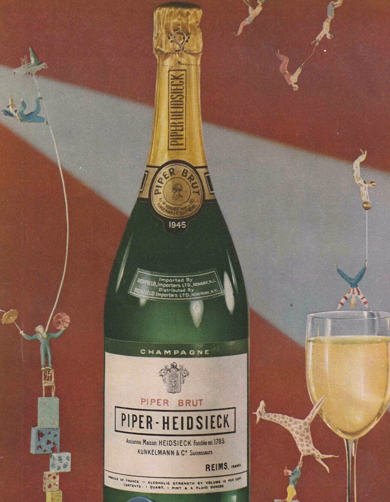 1952 Piper-Heidsieck Brut Champagne 1945 Bottle Photo Vintage Print Ad NYM