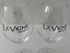 LE VIGNE WINERY 20th Anniversary Paso Robles CA Set of 2 Wine Glasses 7.5&Prime;x2.25&Prime;