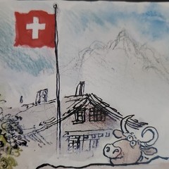 Clos Du Val Wine Co Poster « Switzerland Bottling Time » 1983 Ronald Searle Napa