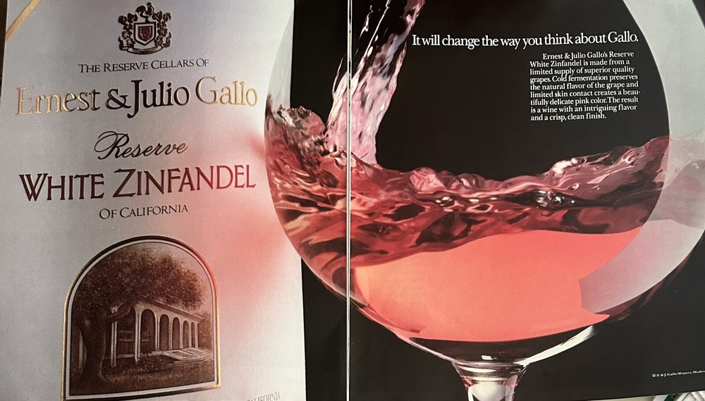 1990 ERNEST & JULIO GALLO Reserve White Zinfandel Magazine PRINT AD 9”X 11”