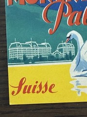 Vintage Montreux Palace Suisse Switzerland Travel Hotel Label