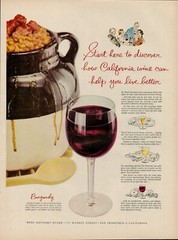 1955 Wine Advisory Board Burgundy Glass Vintage Print Ad California Grapes USA