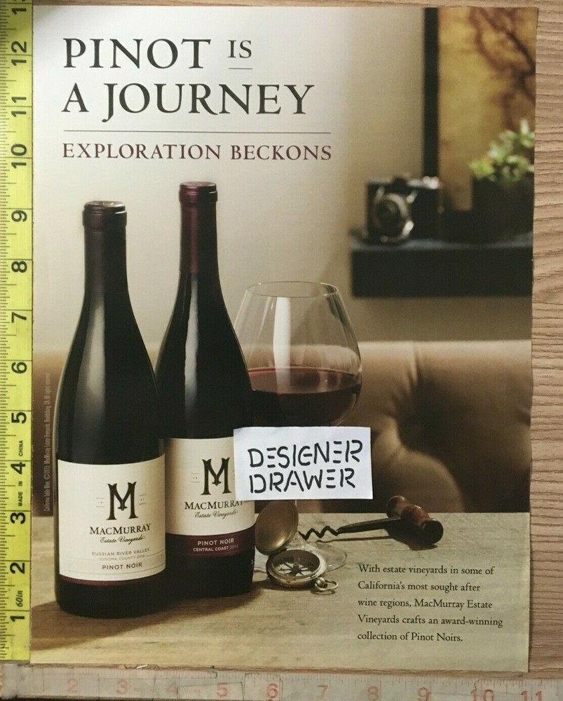 MacMurray Pinot Noir Wines 2015 Print Ad Advertisement: Exploration Beckons