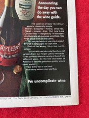 Vintage 1968 Taylor Wine Print Ad Red Dinner Wine Advertisement