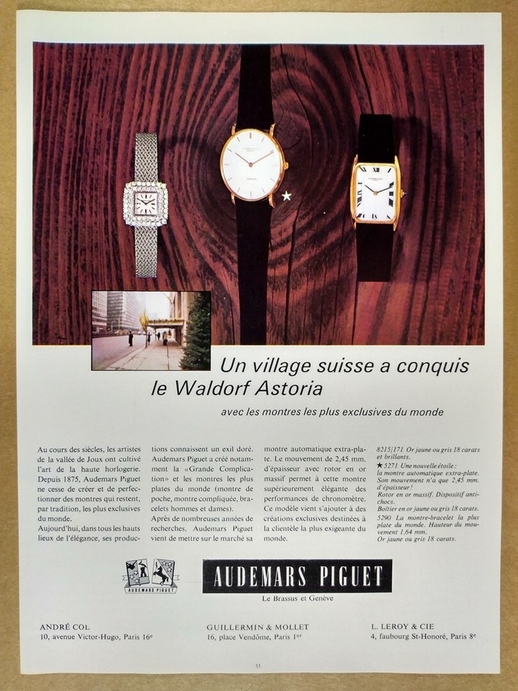 1967 Audemars Piguet Watches French vintage print Ad