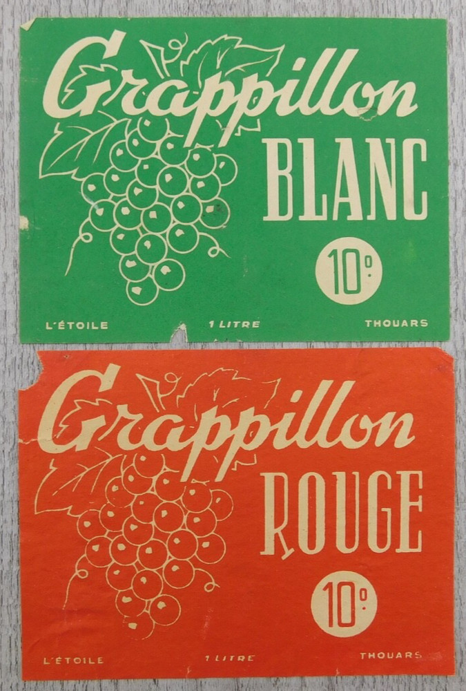 Grappillon Blanc Rouge L&rsquo;Étoile Bordeaux France Red Green Vintage Label Winery