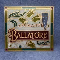 VINTAGE 1980’S SPUMANTE BALLATORE WINE STAINED GLASS SIGN 18.5” X 17”