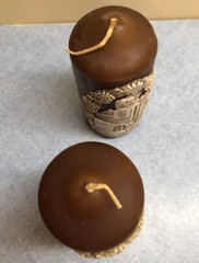 2 vintage Brown Candles Ferdinand Pieroth Weingut Weinkeeret 5&Prime; tall