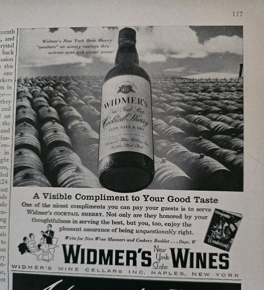 1957 Widmer&rsquo;s Wines New York State Good Taste vintage ad