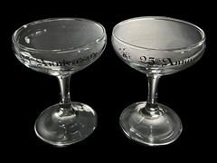 Set of 2 Glass 25th Anniversary Champagne Toasting Glasses 4.5” Tall