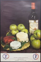 c.1960 French Wine Cheese Advertising Poster Soft Cheese Vin de Bordeaux Vintage