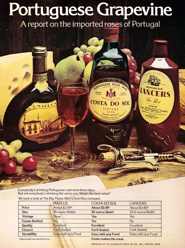 1973 Costa Do Sol Rose Wine Vtg Print Ad Portuguese Grapevine Mateus Lancers