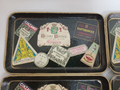 Vtg Liquor and Wine labels on a tray Gin Whiskey Scotch 8.5&Prime; x 5.25 Wales Japan