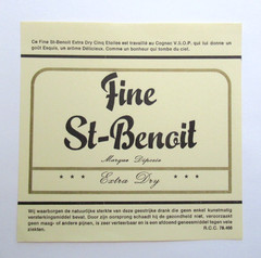 Vintage French Fine St-Benoit Extra Dry Cognac V.S.O.P. Bottle Label France